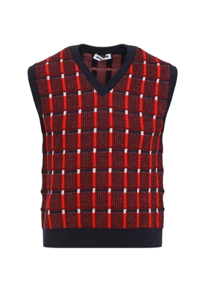 Jil Sander check-pattern V-neck vest - Red