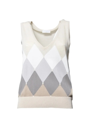 Ballantyne argyle-pattern V-neck top - Neutrals