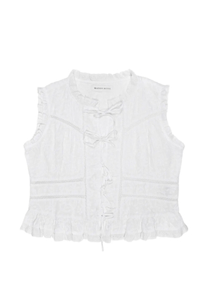 MAISON HOTEL Camila ruffled lace-up top - White