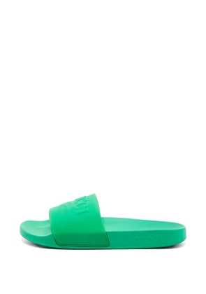 Gucci Pre-Owned logo pool slides - Green