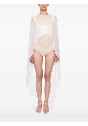 Atu Body Couture semi-sheer mesh cape - White