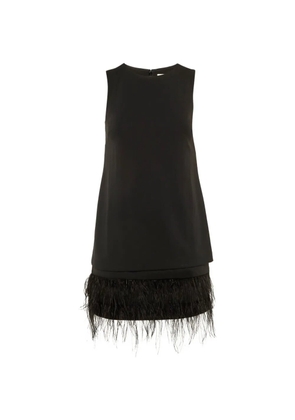 Calvin Klein Vintage feather-trim crepe dress - Black