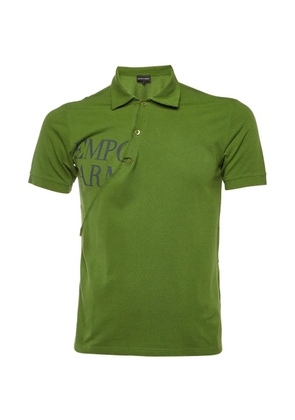 Emporio Armani Pre-Owned asymmetric-detail logo polo shirt - Green