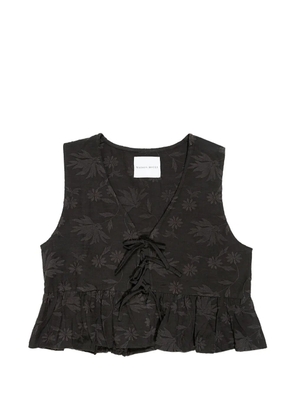 MAISON HOTEL Zhou floral-embroidered ruffled vest - Black