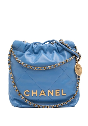 CHANEL Pre-Owned 2021-2026 Mini Shiny Calfskin 22 Handbag satchel - Blue
