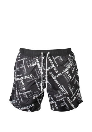 Karl Lagerfeld logo-print drawstring swim shorts - Black