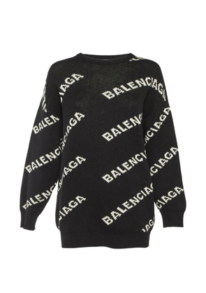 Balenciaga Pre-Owned logo-pattern knit sweater - Black