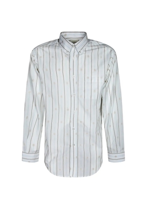 Drôle De Monsieur monogram-embroidered striped shirt - White