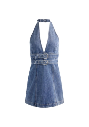 alice + olivia Solana buckle-detail halterneck mini dress - Blue