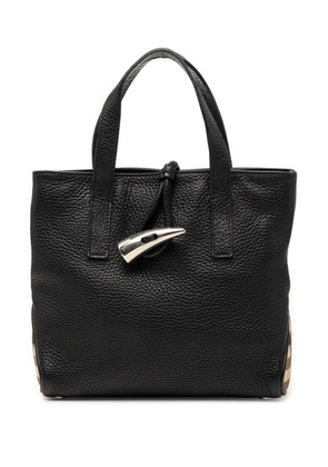 Burberry Pre-Owned 2018-2023 Small House Check Trimmed Grainy Calfskin Horn Toggle tote bag - Black