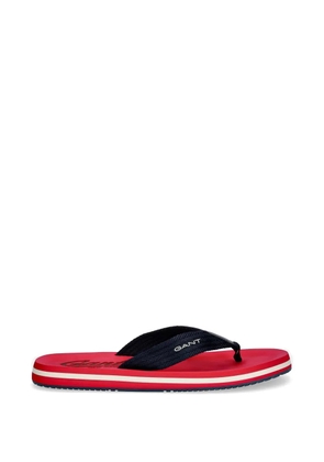 Gant logo-print striped flip-flops - Red