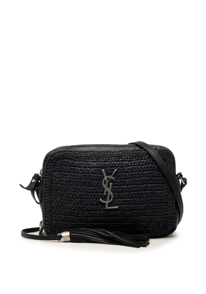 Saint Laurent Pre-Owned 2018 Woven Raffia and Leather Lou Camera Bag crossbody bag - Black