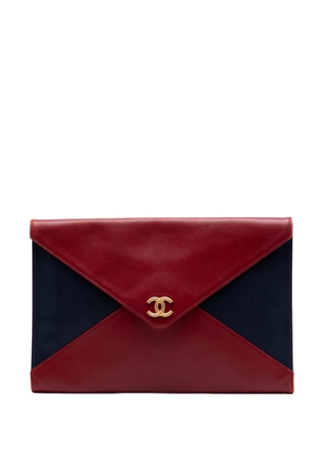 CHANEL Pre-Owned 2017-2018 Large Bicolor Lambskin Envelope clutch bag - Red
