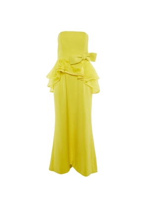 Paule Ka bow asymmetric frill maxi dress - Yellow