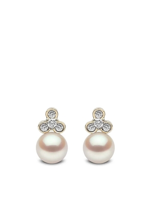 Yoko London 18kt yellow gold Trend freshwater pearl and diamond stud earrings