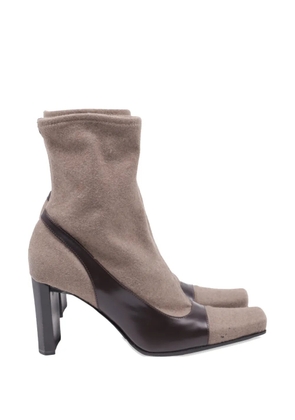 Sergio Rossi Vintage two-toned square-toe ankle boots - Brown