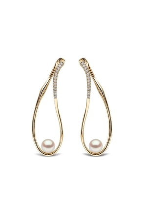Yoko London 18kt yellow gold Sleek Akoya pearl and diamond earrings