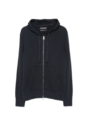 Marc O'Polo ribbed-knit drawstring hoodie - Blue
