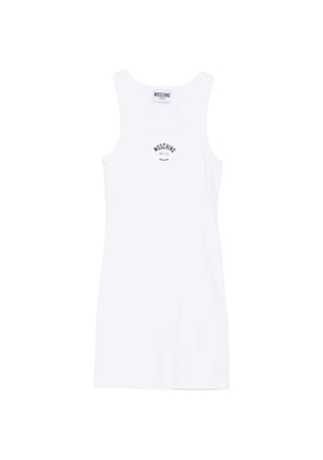 MOSCHINO JEANS logo-print ribbed mini dress - White