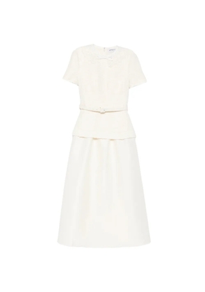 Self-Portrait bouclé-knit belted midi dress - Neutrals