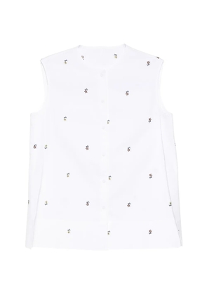 LESS floral-embroidered vest - White