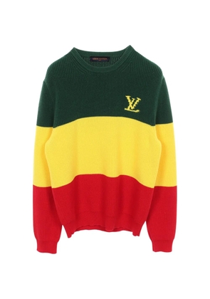 Louis Vuitton Pre-Owned 2010s logo-detail striped cotton jumper - Green