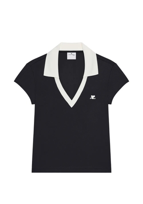 Courrèges V-neck cropped T-shirt - Black