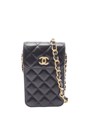 CHANEL Pre-Owned 2021-2026 CC Quilted Lambskin Phone Holder with Chain crossbody bag - Black
