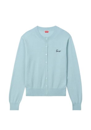 Kenzo logo-embroidered button-up cardigan - Blue