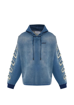 Off-White Diagonals frayed hoodie - Blue