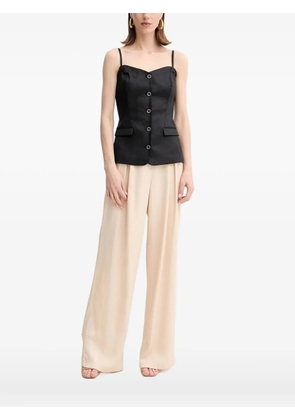 GUESS USA buttoned-front linen-blend top - Black