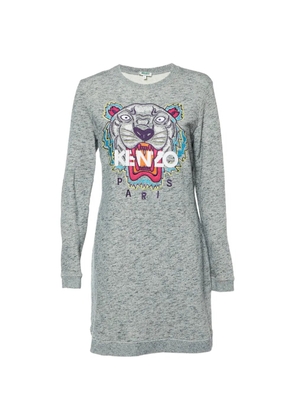 Kenzo Pre-Owned Tiger-embroidered midi dress - Grey