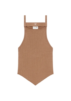 Courrèges rib-knit asymmetric tank top - Neutrals