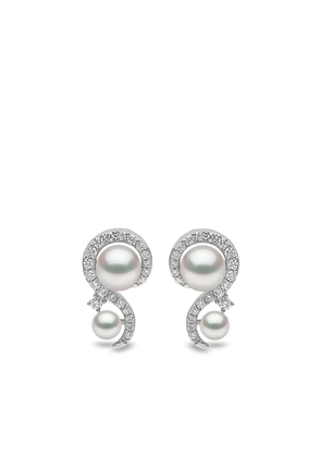 Yoko London 18kt white gold Trend freshwater pearl and diamond stud earrings - Silver