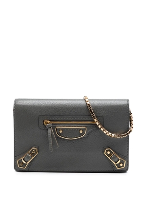 Balenciaga Pre-Owned 2017 Chevre Motocross Metallic Edge Wallet on Chain crossbody bag - Grey
