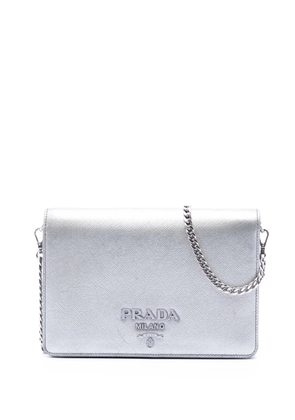 Prada Pre-Owned 2016 Metallic Saffiano Lux Wallet on Chain crossbody bag - Silver