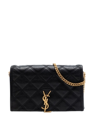 Saint Laurent Pre-Owned 2022 Quilted Diamond Lambskin Becky Wallet on Chain crossbody bag - Black