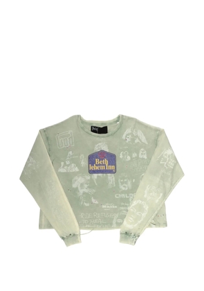 Paly Bethlehem graphic-print distressed long-sleeve T-shirt - Green