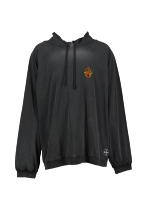032c Bar embroidered distressed hoodie - Black