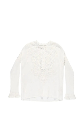 MAISON HOTEL Gabriela embroidered ruffled blouse - White