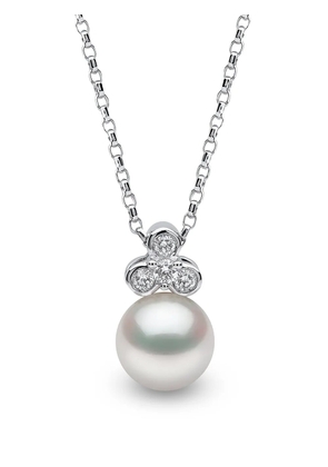 Yoko London 18kt white gold Trend freshwater pearl and diamond pendant necklace - Silver