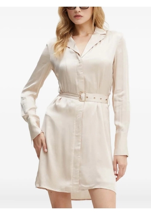 GUESS USA belted-waist collared mini shirt dress - Neutrals