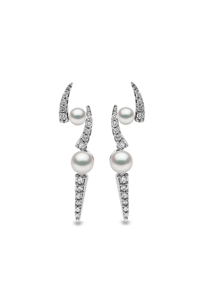 Yoko London 18kt white gold diamond Akoya pearl Sleek stud earrings - Silver