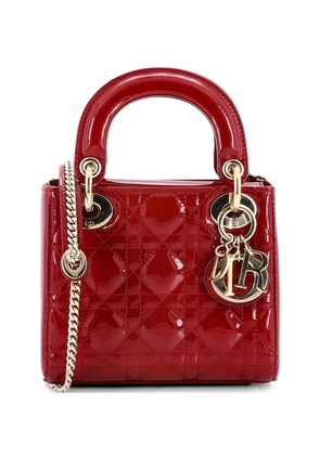 Christian Dior Pre-Owned Lady Dior Chain Bag Cannage Quilt Patent Mini satchel - Red