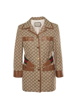 Gucci Pre-Owned GG canvas Web-belt coat - Neutrals
