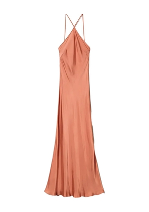 TWINSET cross-halter satin maxi dress - Pink