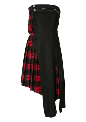 UNRAVEL PROJECT deconstructed half tartan dress - Red