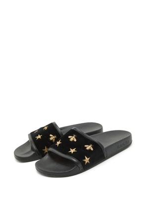 Gucci Pre-Owned bee-embroidered slides - Black