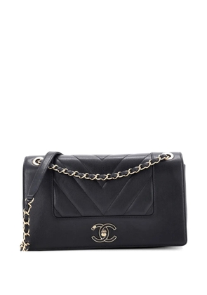 CHANEL Pre-Owned Mademoiselle Flap Bag Chevron Sheepskin Large shoulder bag - Black