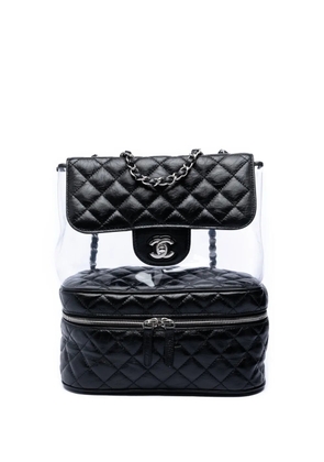 CHANEL Pre-Owned 2018 Quilted Lambskin and PVC Aquarium shoulder bag - Black